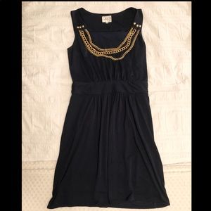 Milly Navy Dress with Chain Necklace